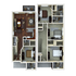 Modern two-story floor plan featuring stylish open-concept living area, sleek kitchen, and three generously sized bedrooms.