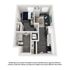 Contemporary 3D floor plan showcasing a cozy 1-bedroom apartment with a stylish living room, modern kitchen, and convenient laundry area.