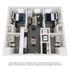 Modern 3D floor plan showcasing a stylish two-bedroom apartment with spacious living area, contemporary kitchen, two bathrooms, and in-unit laundry. Ideal for comfortable living.