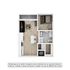 Contemporary floor plan showcasing a cozy one-bedroom apartment with an open-concept living area, modern kitchen, and stylish bathroom.