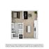 Modern 3D floor plan with a cozy bedroom, sleek kitchen, spacious living area, and stylish bathroom.