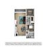Contemporary 3D floor plan with two spacious bedrooms, an elegant open kitchen, cozy living area, and a sleek dining space.