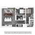 Contemporary floor plan showcasing a stylish apartment with two bedrooms, cozy living room, modern kitchen, and two sleek bathrooms.