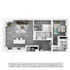 Modern 2D floor plan showcasing a spacious two-bedroom apartment with a stylish open living area and efficient kitchen layout.