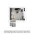 Modern studio apartment floor plan with open-concept living area, cozy bedroom, stylish kitchen, and sleek bathroom.