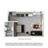 Contemporary 3D floor plan of a compact apartment featuring an open-concept living room and kitchen, cozy bedroom, and a modern bathroom. Ideal for efficient living with stylish design elements.