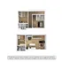 Elegant 2D floor plan showcasing two-story apartment with 3 bedrooms, open living area, modern kitchen, and two bathrooms.