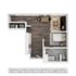 Modern floor plan showcasing a single-bedroom apartment with spacious open-plan living and dining area, a sleek kitchen, and a stylish bathroom.
