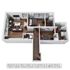 Modern 3D floor plan showcasing a stylish apartment with two bedrooms, two bathrooms, a cozy living room, and a streamlined kitchen. Perfect blend of elegance and functionality.