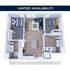 Modern 3D floor plan with 2 bedrooms, an inviting living room, and a fully-equipped kitchen, highlighted by elegant design and limited availability.
