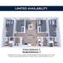 Modern apartment floor plan with 4 bedrooms, spacious living area, and contemporary open kitchen. Limited availability.