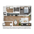 Modern 3D floor plan showcasing a cozy bedroom, open-concept living and dining area, efficient kitchen, and stylish bathroom.