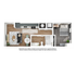 Modern 2D floor plan featuring a cozy one-bedroom with an open-concept kitchen and living area, stylish bathroom, and elegant interior design.