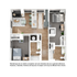 Modern apartment floor plan featuring 2 bedrooms, open-concept kitchen with island, spacious living area, and 2 bathrooms, designed for comfort and style.