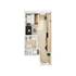 Chic modern studio floor plan featuring a cozy bedroom, elegant open kitchen, stylish living area, and well-appointed bathroom.