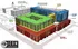 A vibrant 3D architectural rendering of ICON Residences, featuring multiple floors, retail floors, retail stores, and professional office spaces.