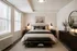Elegant bedroom featuring a plush bed with crisp linens, stylish side tables, and abundant natural light from large windows.