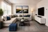 Elegant living room with a plush L-shaped sofa, stylish decor, and a large window inviting natural light.