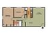 2 Bedroom, 1 Bathroom floor plan