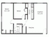 2 Bedroom, 1 Bathroom floor plan