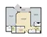 Elegant 2D floor plan with 2 bedrooms, expansive living/dining area, modern kitchen, and a balcony.