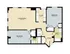 Chic floor plan showcasing 2 bedrooms, spacious living/dining area, and modern kitchen.