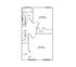 Efficient floor plan featuring 2 spacious bedrooms, a bathroom, and convenient closets for ample storage.