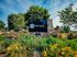 Inviting entrance sign for Tremont Student Living surrounded by vibrant, lush greenery and colorful flowers under a clear blue sky.