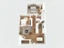 Charming 3D floor plan showcasing 2 bedrooms, an elegant living area, modern kitchen, and dining space.