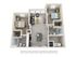 Modern 3D floor plan showcasing 2 spacious bedrooms, an inviting open-concept living area, and a sleek kitchen with a central island.
