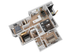 3 bedroom 2 bathroom apartment 3D floor plan layout at The Preserve on Goodpasture Eugene Oregon