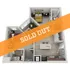 Chic 3D floor plan showcasing a modern 2-bedroom apartment with stylish living area and kitchen, marked as sold out.