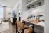 built-in desk with shelving and decor items