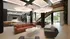 Luxurious modern apartment lounge with elegant lighting, stylish leather seating, and spacious open layout featuring a sleek staircase.
