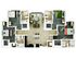Modern floor plan showcasing three bedrooms, two bathrooms, a chic open-concept living and dining area, and a stylish kitchen with a central island.