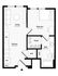 Modern 1-bedroom apartment floor plan with a sleek kitchen, inviting living area, spacious bath, and convenient closet space.
