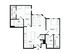 Elegant 2D floor plan featuring 2 bedrooms, 2 modern bathrooms, a spacious living area, and a sleek open kitchen.