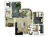 Modern 3D floor plan showcasing a spacious 3-bedroom apartment with an open-concept living area, stylish kitchen, and two elegant bathrooms.