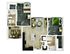 Contemporary 3-bedroom apartment floor plan with sleek open-concept living and dining area, modern kitchen, and stylish bathrooms.