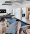 Modern game room with a stylish pool table and contemporary decor.