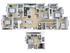 Elegant apartment floor plan featuring 6 bedrooms, an open-concept kitchen with an island, 6 bathrooms, cozy living area, and convenient laundry space.