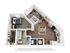 Modern 3D floor plan showcasing a 1-bedroom apartment with an open-concept living area, stylish kitchen, and a cozy bathroom.