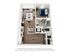 Bright and modern 3D floor plan featuring a cozy bedroom, sleek kitchen, and inviting living area with stylish decor.