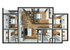 Modern 3D floor plan featuring 3 bedrooms, inviting open-concept living area, sleek kitchen, and elegant bathrooms.