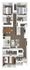 Elegant 3-bedroom floor plan showcasing a modern open-concept living area, stylish kitchen with island, two chic bathrooms, and a cozy balcony.