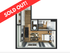 Chic 1-bedroom apartment floor plan with modern kitchen, cozy living area, and stylish bathroom, marked as sold out.