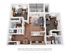 Inviting floor plan showcasing 2 bedrooms, a modern kitchen, open living space, and private balcony.