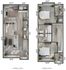 Chic 2-level floor plan featuring a modern open-concept living area and kitchen on the lower level, and 2 cozy bedrooms with a bathroom on the upper level.