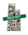 Contemporary floor plan of a compact apartment featuring an open-concept living space, cozy bedroom, modern kitchen, and bathroom. Sold out status indicates high demand.