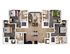 Elegant floor plan showcasing a spacious living area with modern kitchen, three bright bedrooms, and stylish bathrooms.
